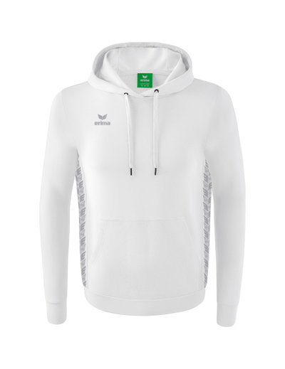 Erima Kapuzenpullover Essential Team Kapuzensweat (weiche Baumwolle, Rippbündchen) weiss/grau Jungen